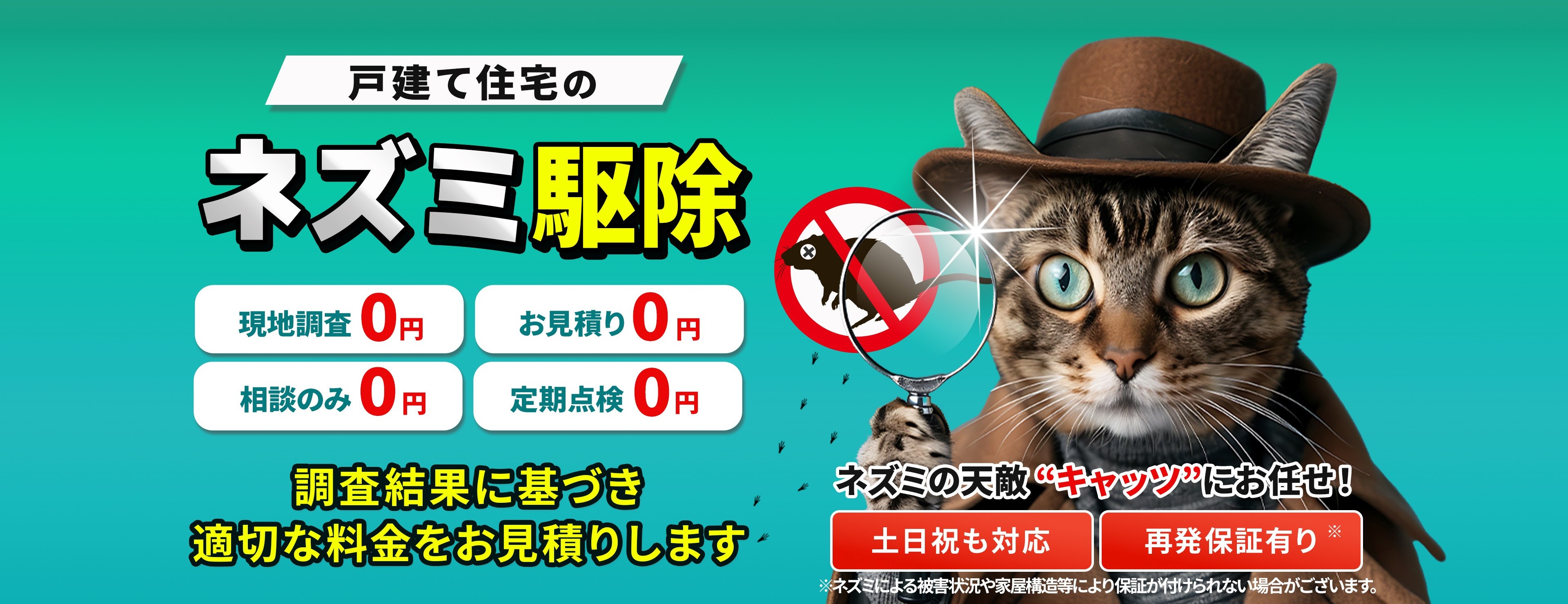 戸建て住宅のネズミ駆除はネズミの天敵”キャッツ”にお任せ！