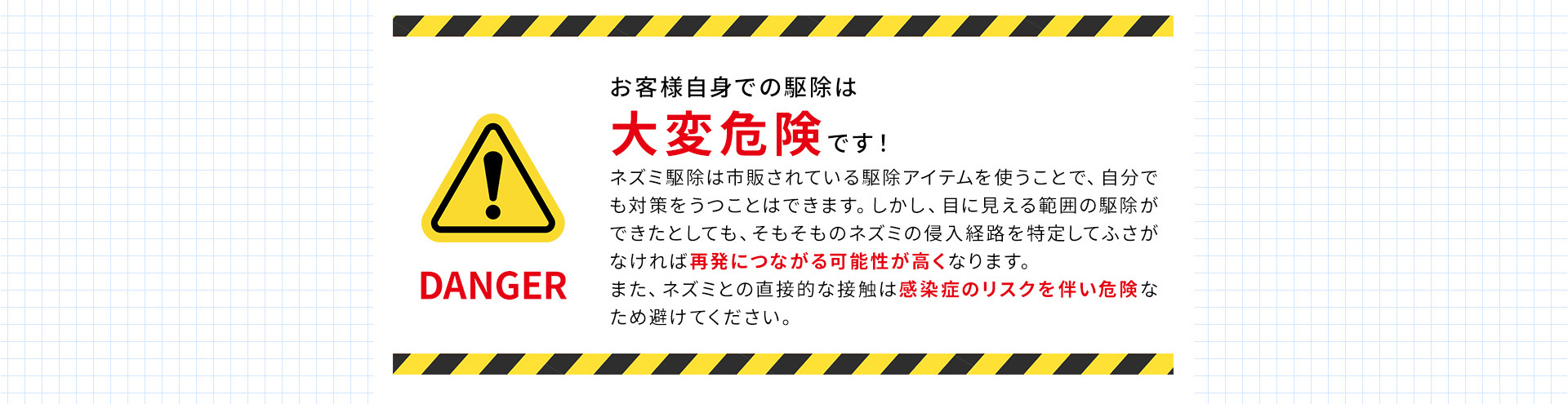 ご自身の駆除は大変危険です！