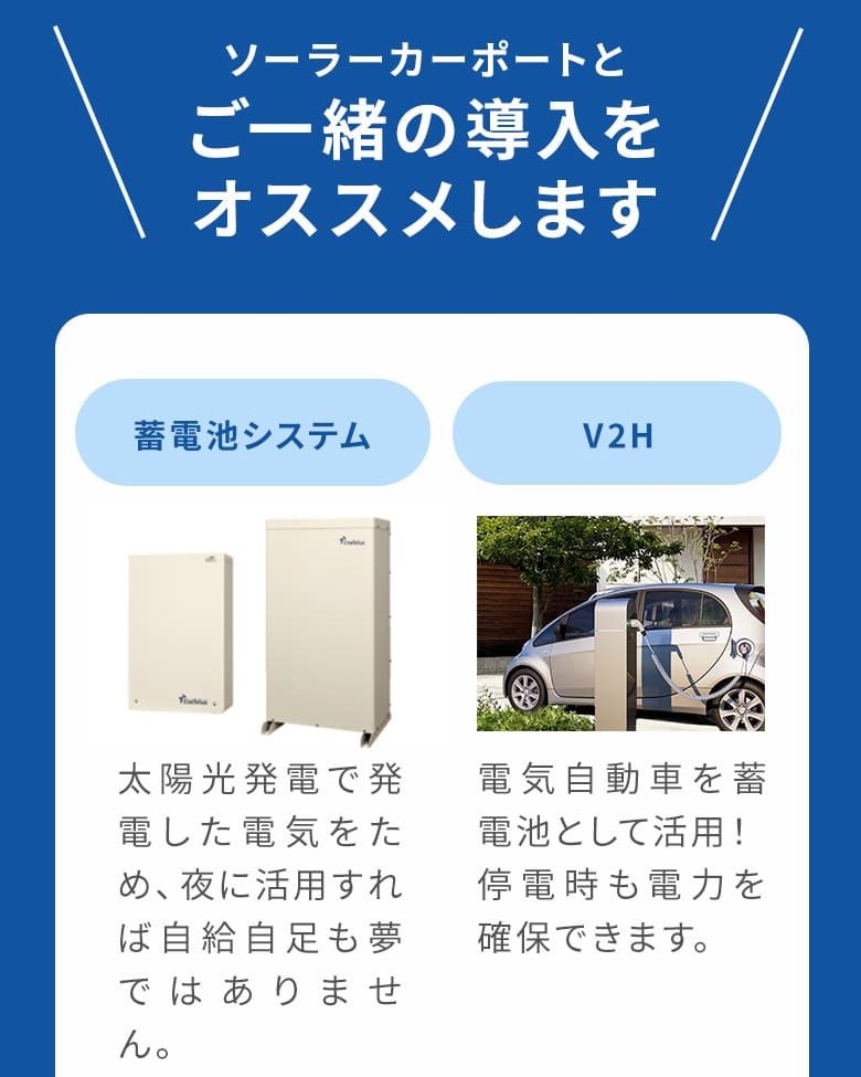 ご一緒の導入をオススメします。蓄電池システム・V2H